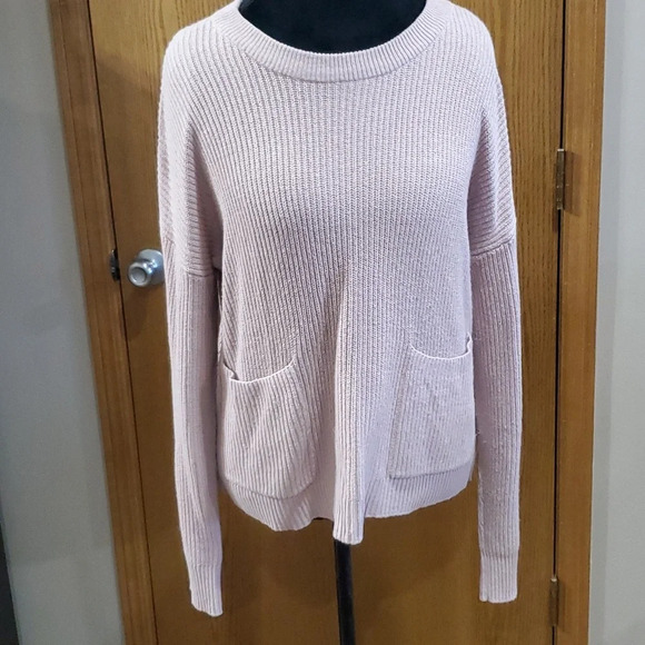 Madewell Sweaters - Madewell soft pink ribbed pocket sweater